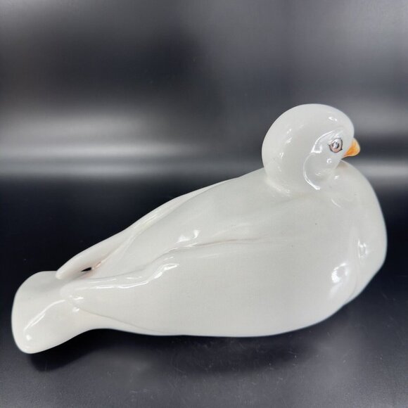 Vintage Italian Art Pottery Ruffled Fluffy Dove Large Hand Painted Pigeon Bird - Picture 14 of 15